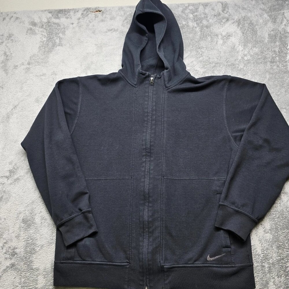 Nike Yoga Dri-Fit Hooded Sweatshirt Womens L Black‎ Full-Zip Fleece Training